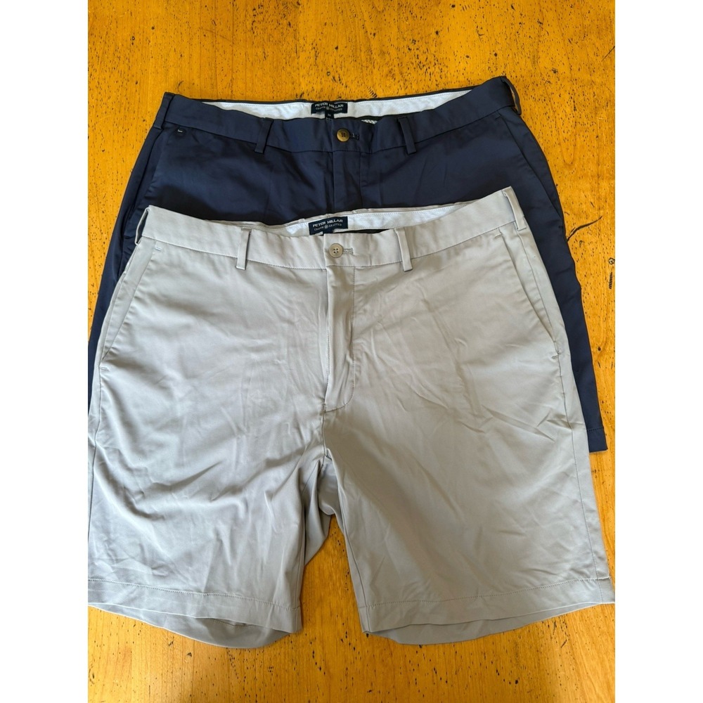 Lot 2 Peter Millar Crown Crafted Surge Shorts Men's 36 Grey Performance Golf 7"
